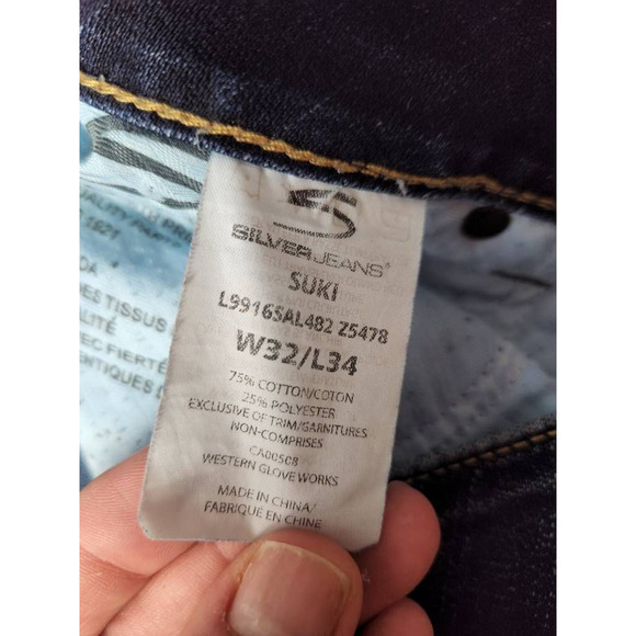 Silver Womens Suki Boot Cut Jeans Blue Pockets Dark Wash Mid Rise Denim 32X34 - Picture 7 of 7